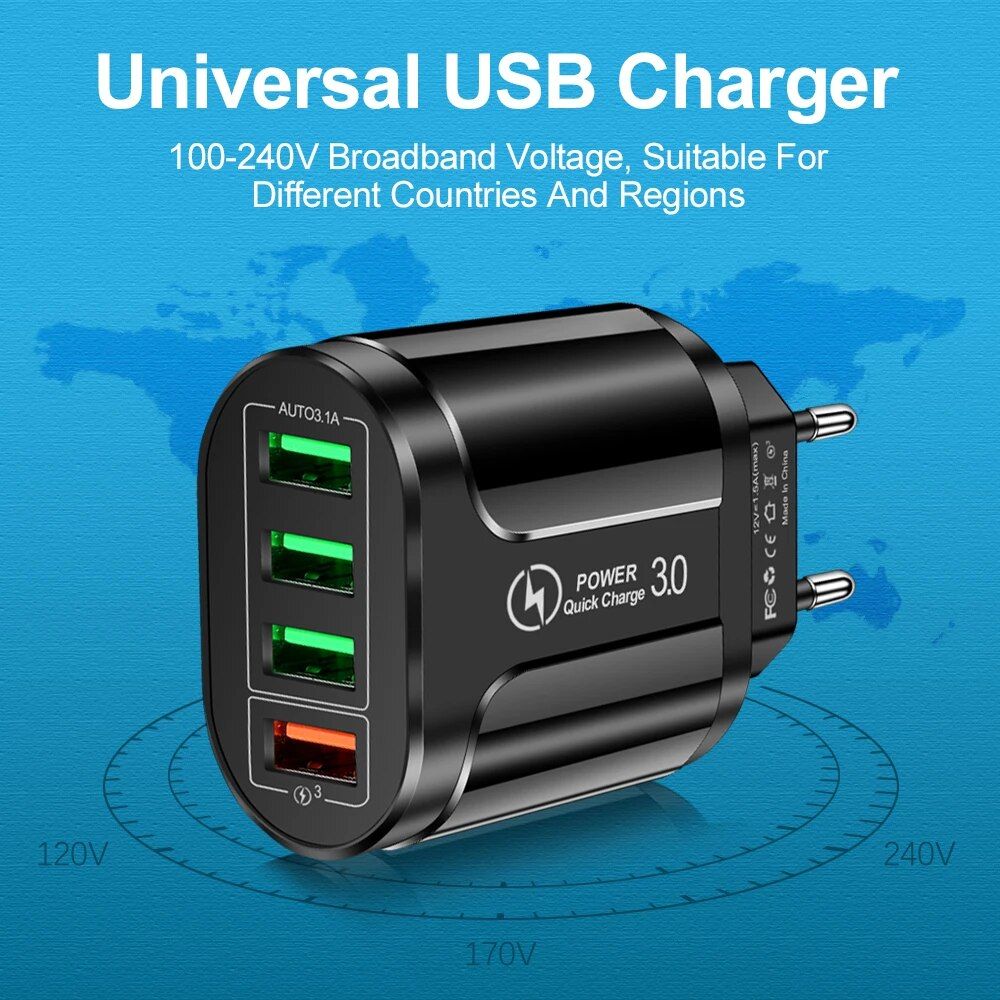 45W Multi-Port USB Fast Charger with QC 3.0