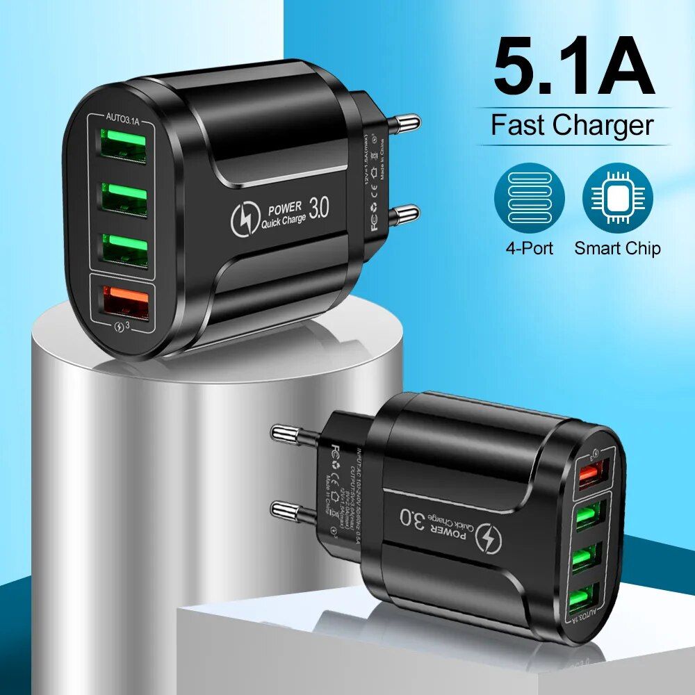 45W Multi-Port USB Fast Charger with QC 3.0