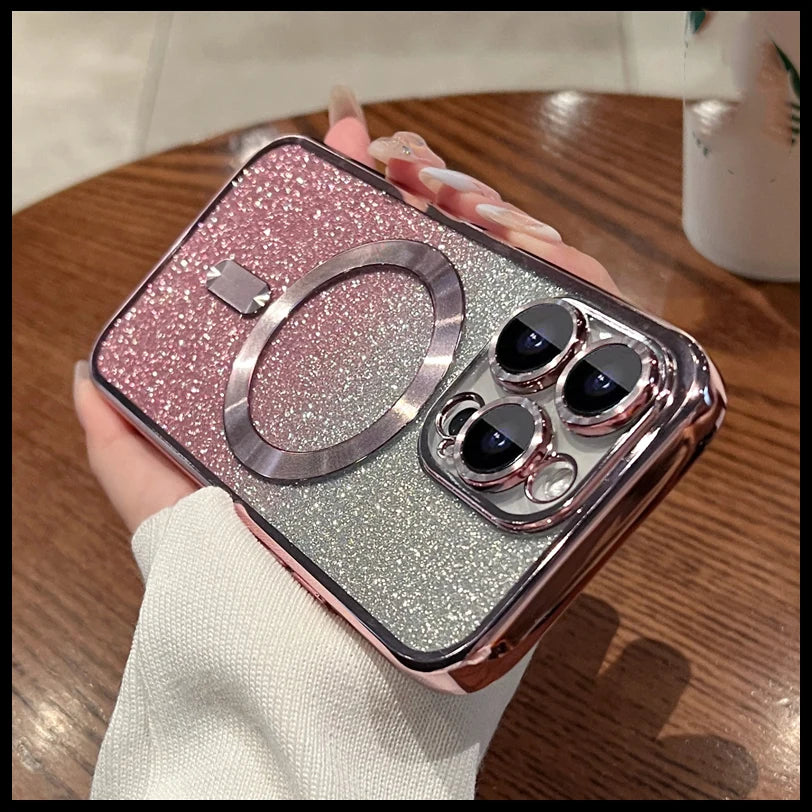 Magsafe Plating Gradient Glitter Clear Case