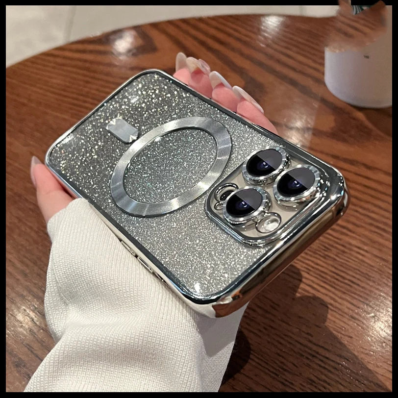 Magsafe Plating Gradient Glitter Clear Case